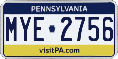 PA license plate MYE2756