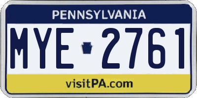 PA license plate MYE2761