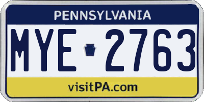 PA license plate MYE2763