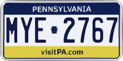 PA license plate MYE2767