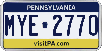 PA license plate MYE2770
