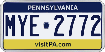 PA license plate MYE2772