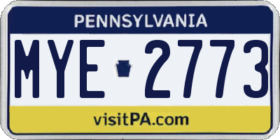 PA license plate MYE2773