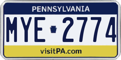 PA license plate MYE2774