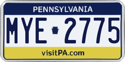 PA license plate MYE2775