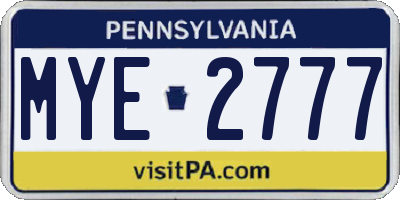 PA license plate MYE2777