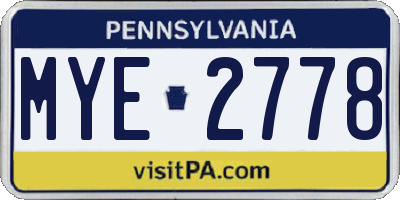 PA license plate MYE2778