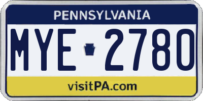 PA license plate MYE2780