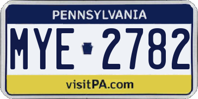 PA license plate MYE2782