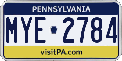 PA license plate MYE2784
