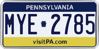 PA license plate MYE2785