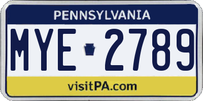 PA license plate MYE2789
