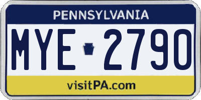 PA license plate MYE2790