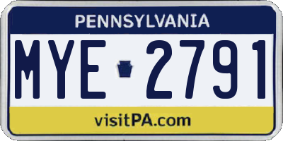 PA license plate MYE2791