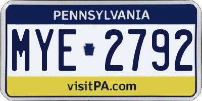 PA license plate MYE2792