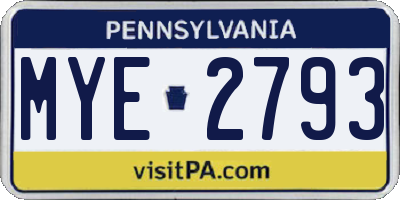 PA license plate MYE2793