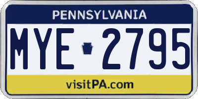PA license plate MYE2795