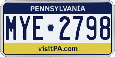 PA license plate MYE2798
