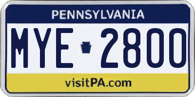 PA license plate MYE2800