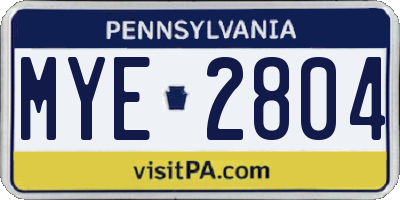 PA license plate MYE2804