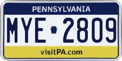 PA license plate MYE2809