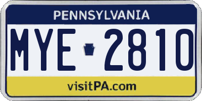 PA license plate MYE2810