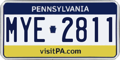 PA license plate MYE2811
