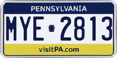 PA license plate MYE2813