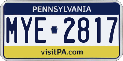 PA license plate MYE2817