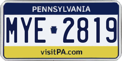 PA license plate MYE2819