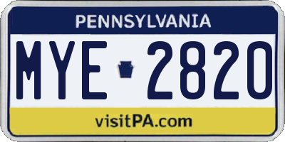 PA license plate MYE2820