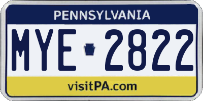 PA license plate MYE2822