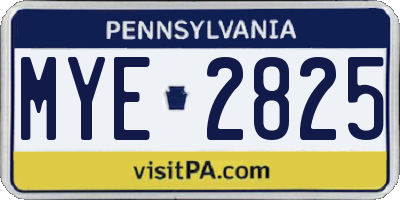 PA license plate MYE2825