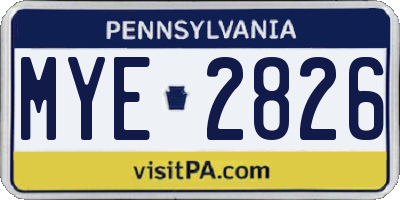 PA license plate MYE2826