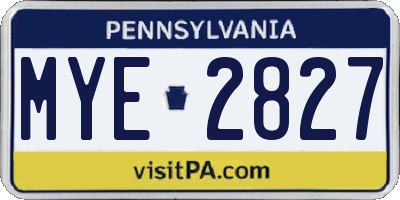 PA license plate MYE2827