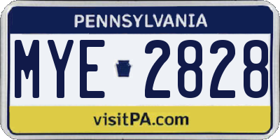 PA license plate MYE2828