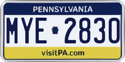 PA license plate MYE2830
