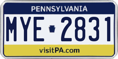 PA license plate MYE2831