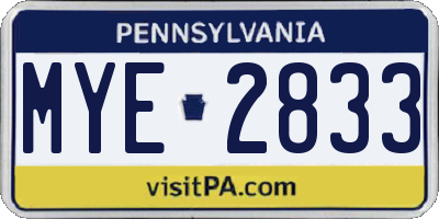 PA license plate MYE2833