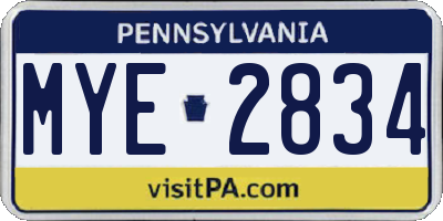 PA license plate MYE2834