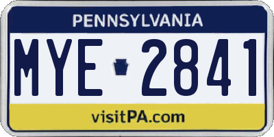 PA license plate MYE2841