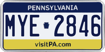PA license plate MYE2846