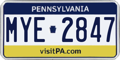 PA license plate MYE2847