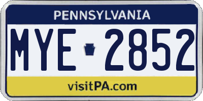 PA license plate MYE2852