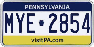 PA license plate MYE2854