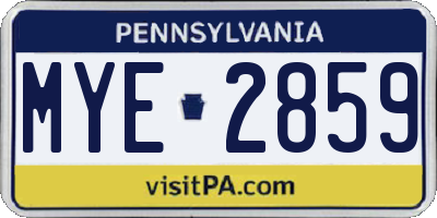 PA license plate MYE2859