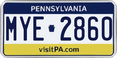 PA license plate MYE2860