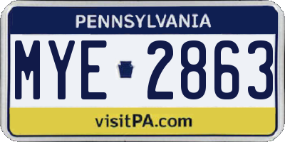 PA license plate MYE2863
