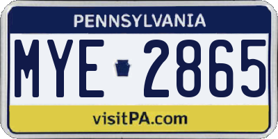 PA license plate MYE2865