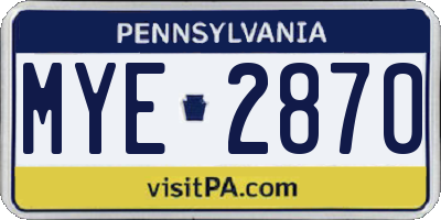 PA license plate MYE2870